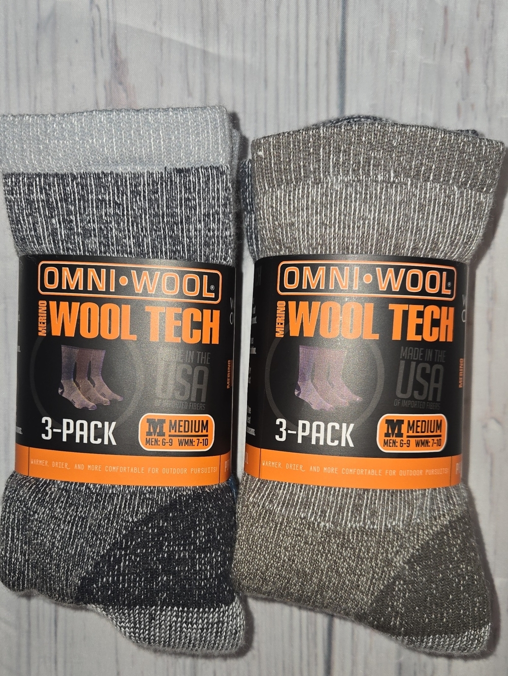 Omni-Wool Merino Wool Tech Mid-Weight Hiker Socks 6 Pairs